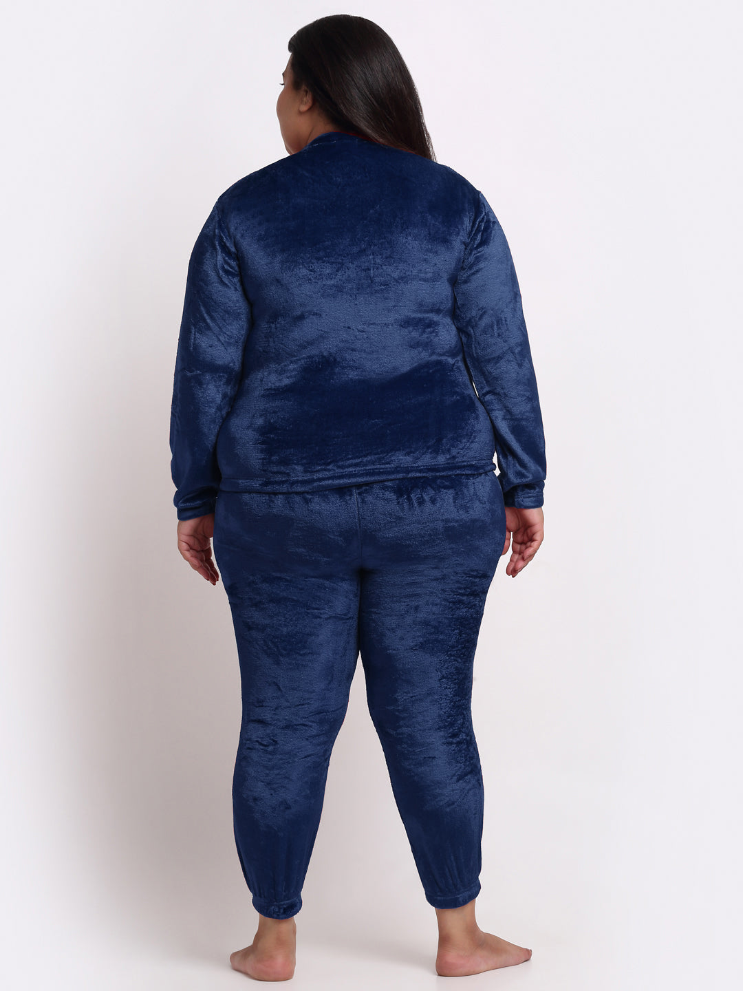 Klotthe Women Blue Solid Wool Blend Night Suit