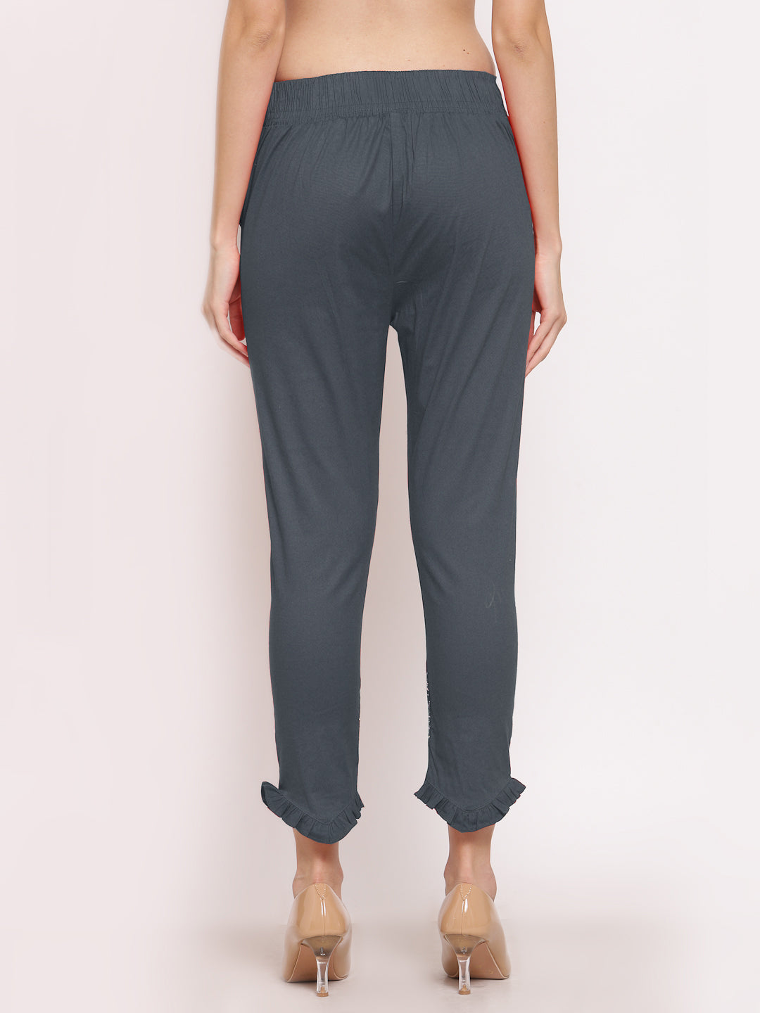 Klotthe Women Grey Solid Slim Fit Trouser