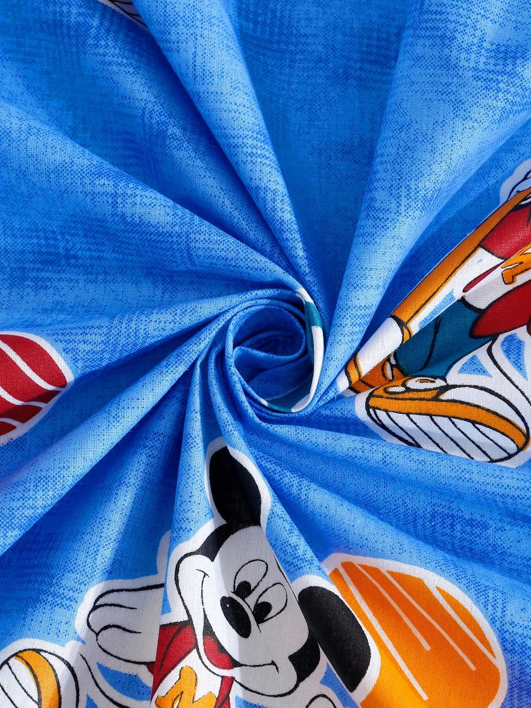 Blue Cartoon Characters 400 TC Pure Cotton Fitted Double Bedsheet with 2 Pillow Covers
