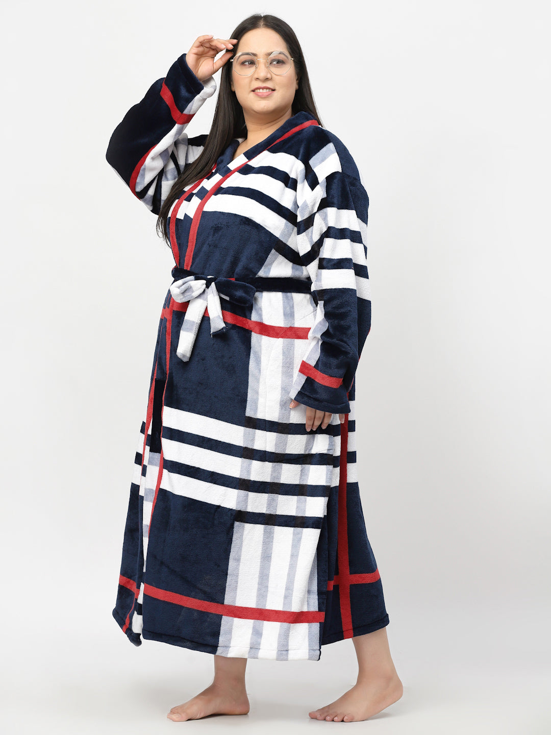 Klotthe Women MultiColor Printed Bath Robe With Belt