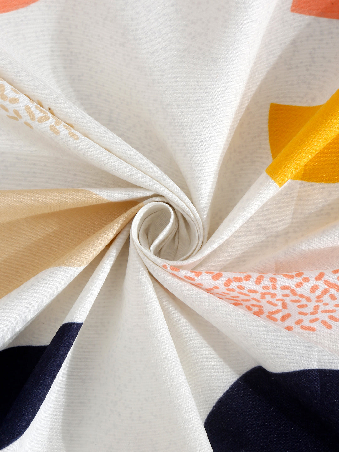 Klotthe White Geometric 300 TC Cotton Blend Fitted Single Bedsheet Set in Book Fold Packing