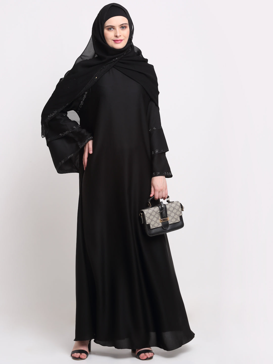 Klotthe Women Black Solid Burqa with Scarf