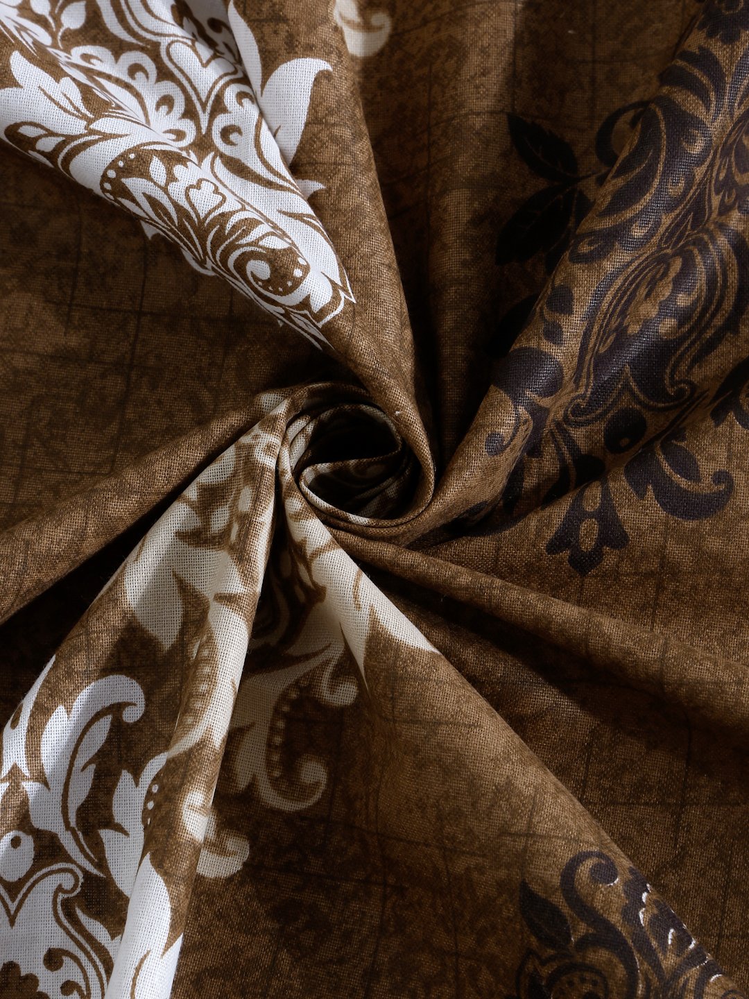 Brown Floral 400 TC Pure Cotton Fitted Double Bedsheet with 2 Pillow Covers