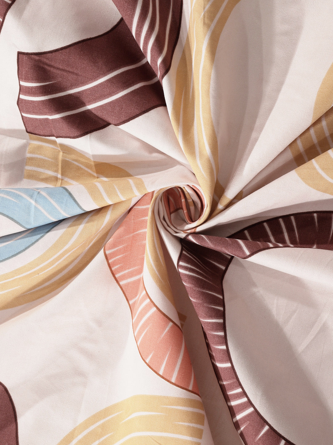 Klotthe Beige Geometric 300 TC Cotton Blend Single Bedsheet with Pillow Cover