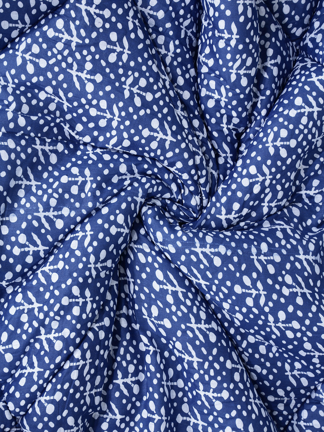 Klotthe Blue Abstract Printed 600 GSM Mild Winter Jaypuri Double Bed Quilt