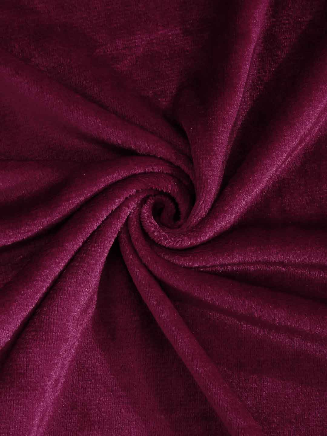 Klotthe Maroon Solid Woolen Double Bed Sheet with 2 Pillow Covers