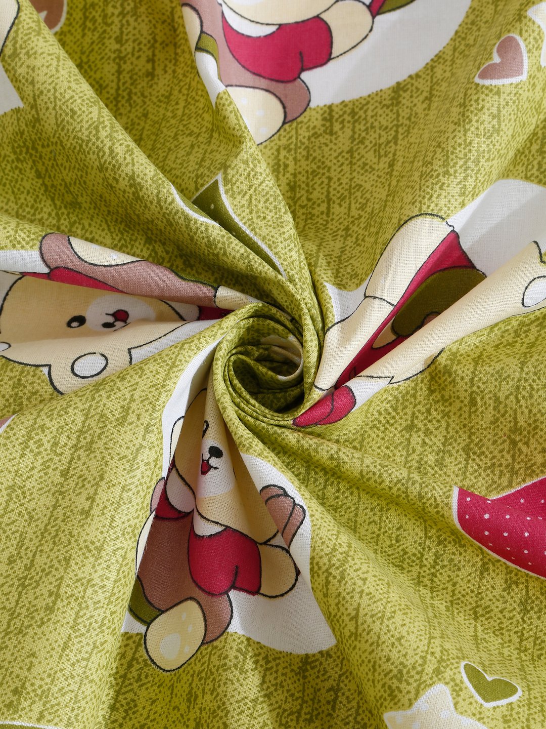 Green Cartoon Characters 400 TC Pure Cotton Fitted Double Bedsheet with 2 Pillow Covers