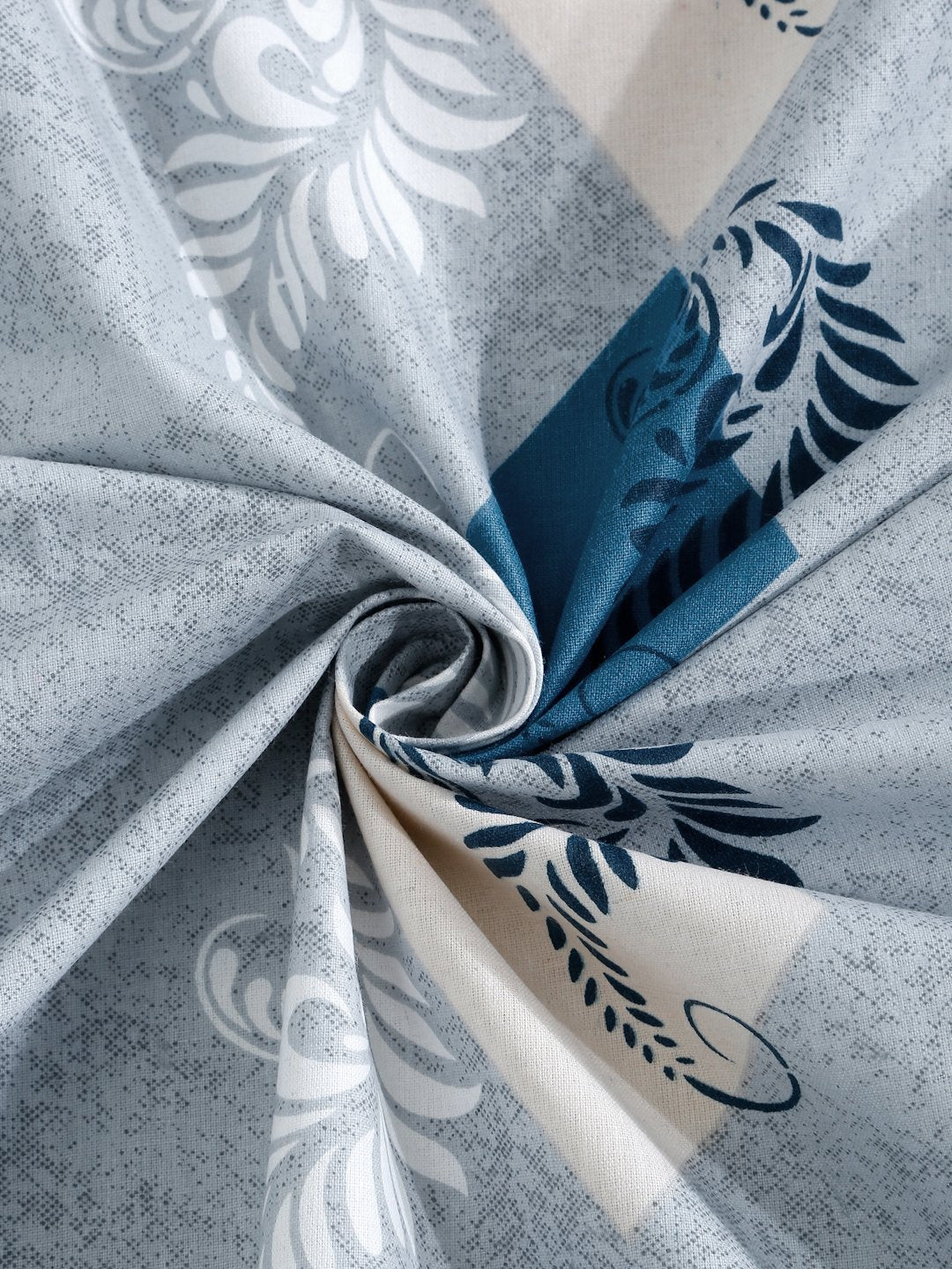 Grey Geometric 400 TC Pure Cotton Fitted Double Bedsheet with 2 Pillow Covers
