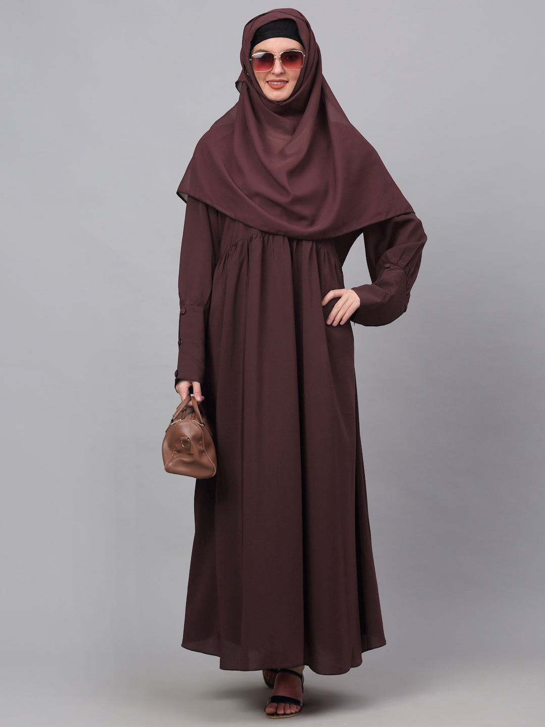 Klotthe Women Maroon Embellished Burqa With Scarves