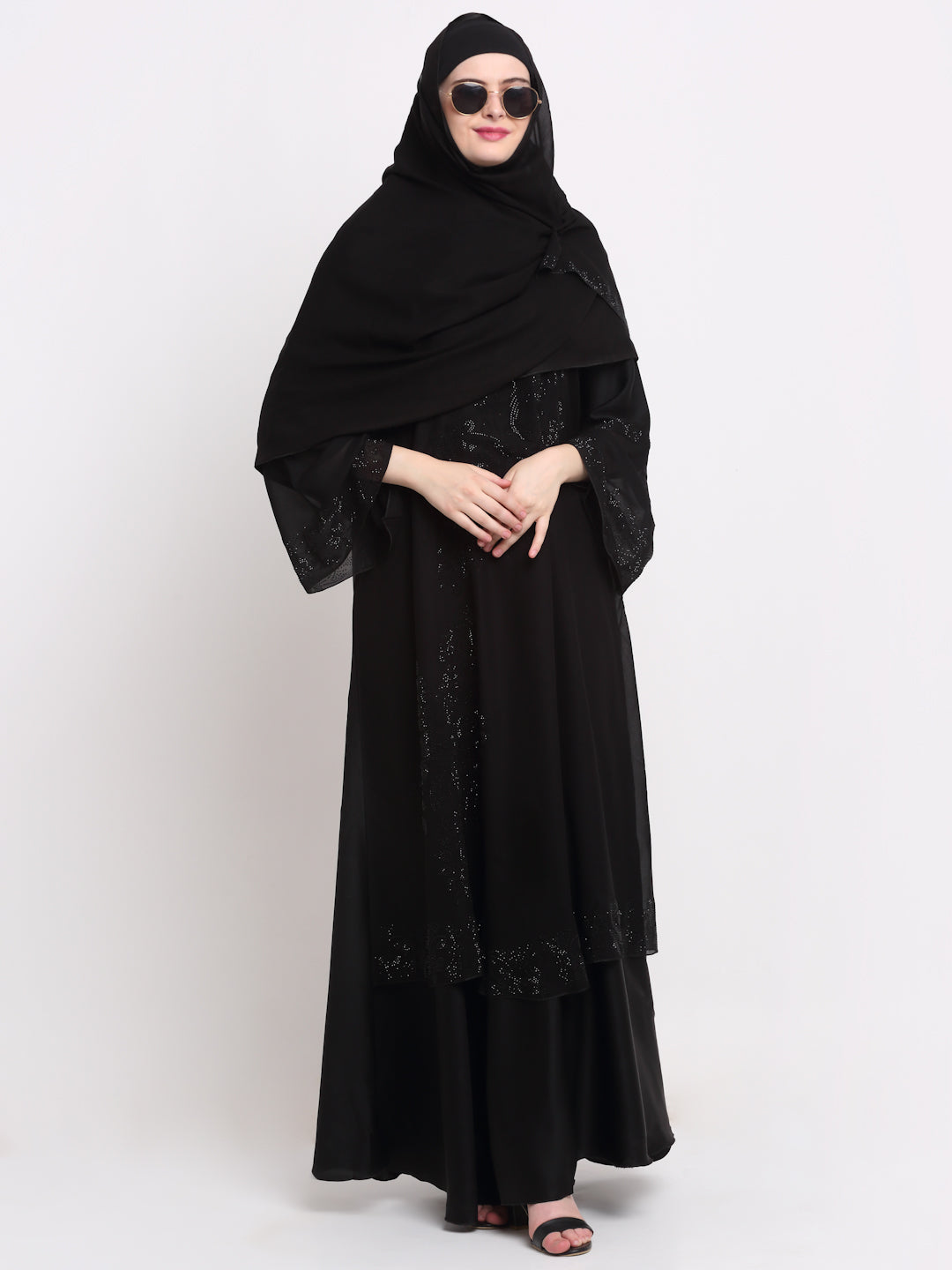 Klotthe Women Black Solid Burqa With Scarf