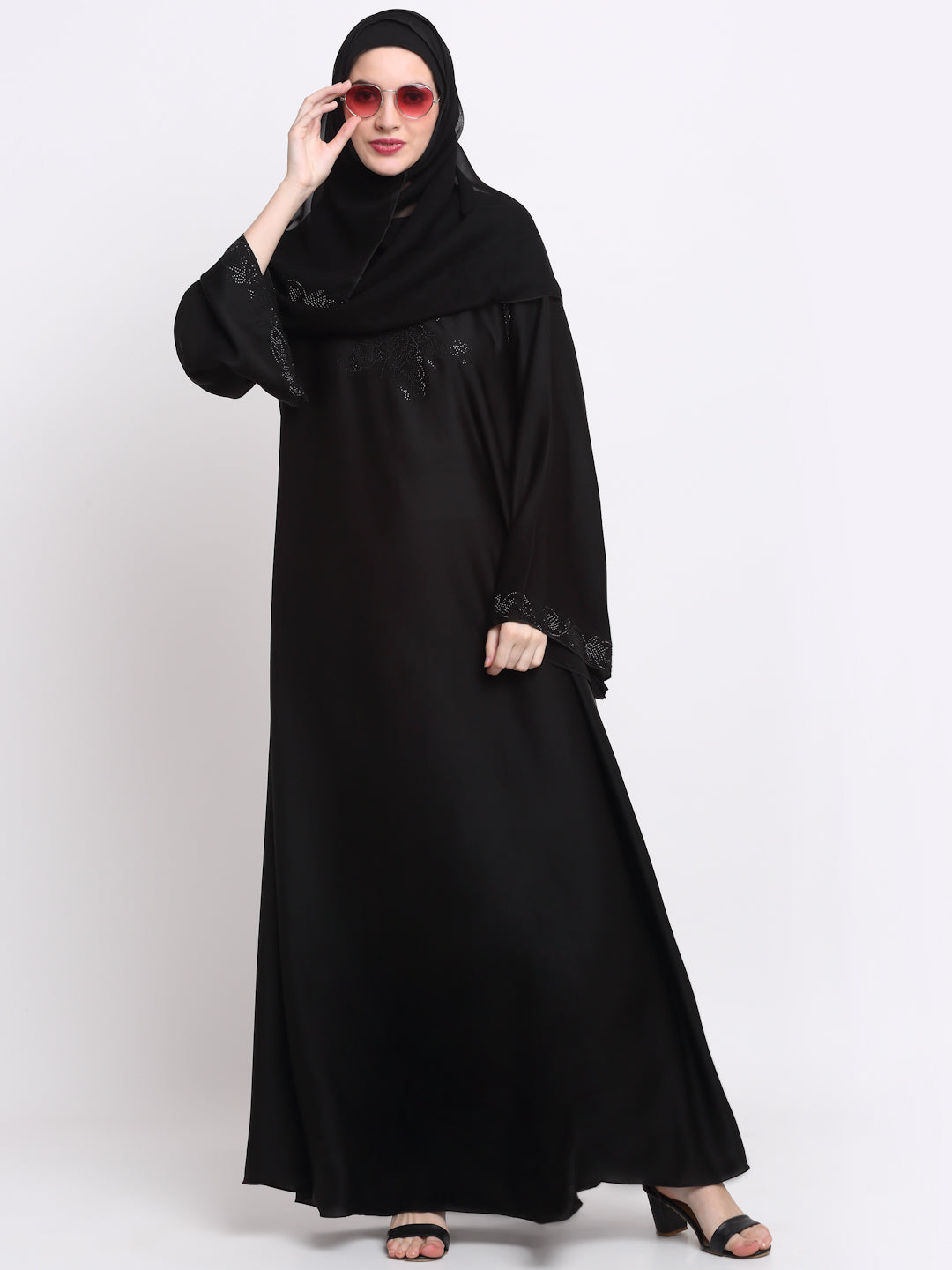 Klotthe Women Black Solid Burqa With Scarf