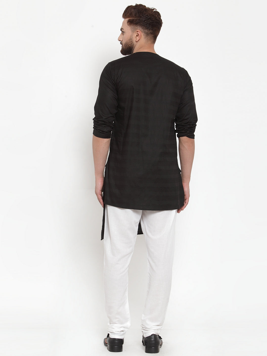 Black Cotton Striped Party Kurtas