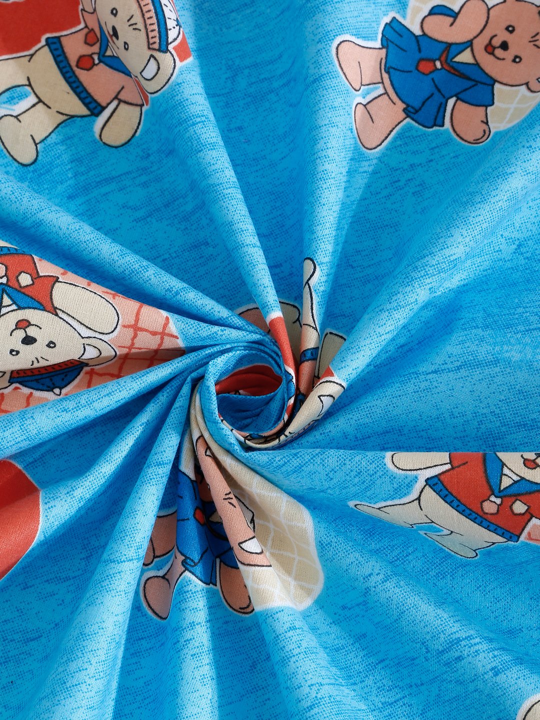 Blue Cartoon Characters 400 TC Pure Cotton Fitted Double Bedsheet with 2 Pillow Covers