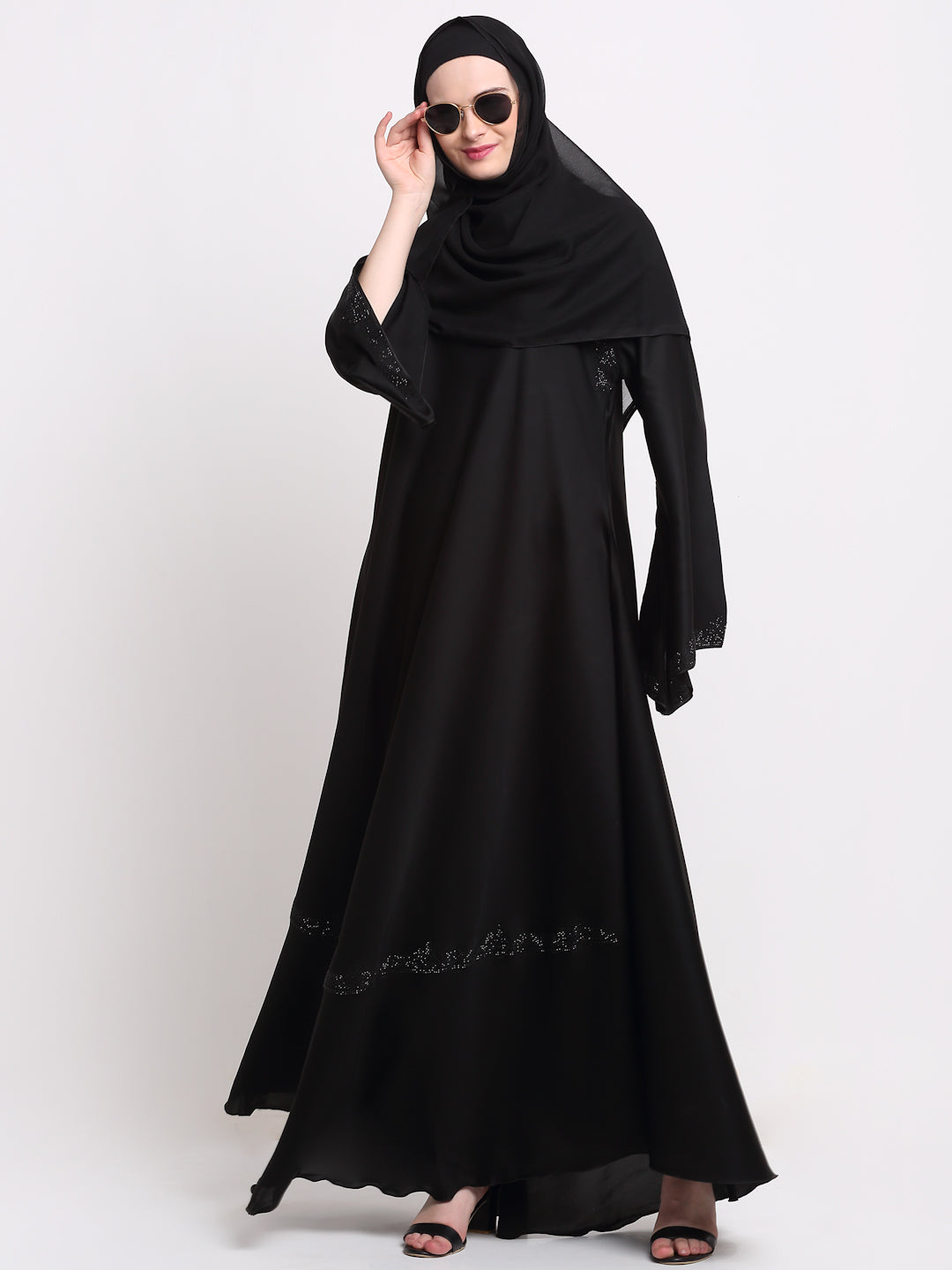 Klotthe Women Black Solid Burqa With Scarf