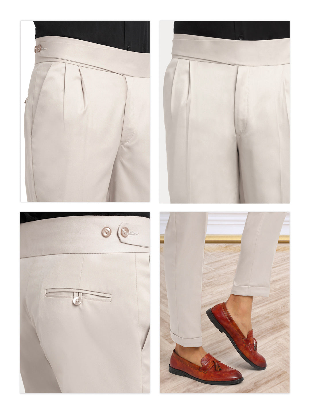 Italian Style Formal Gurkha Pant-Cream