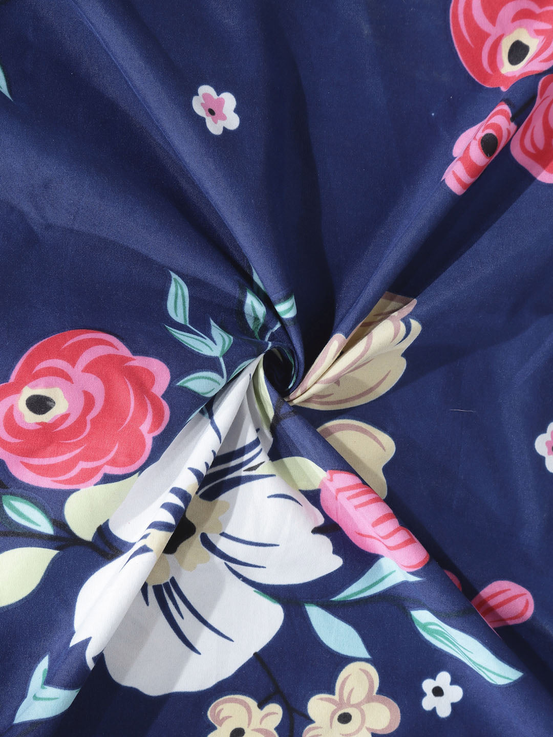 Klotthe Multi Floral 300 TC Cotton Blend Elasticated Double Bedsheet with 2 Pillow Covers