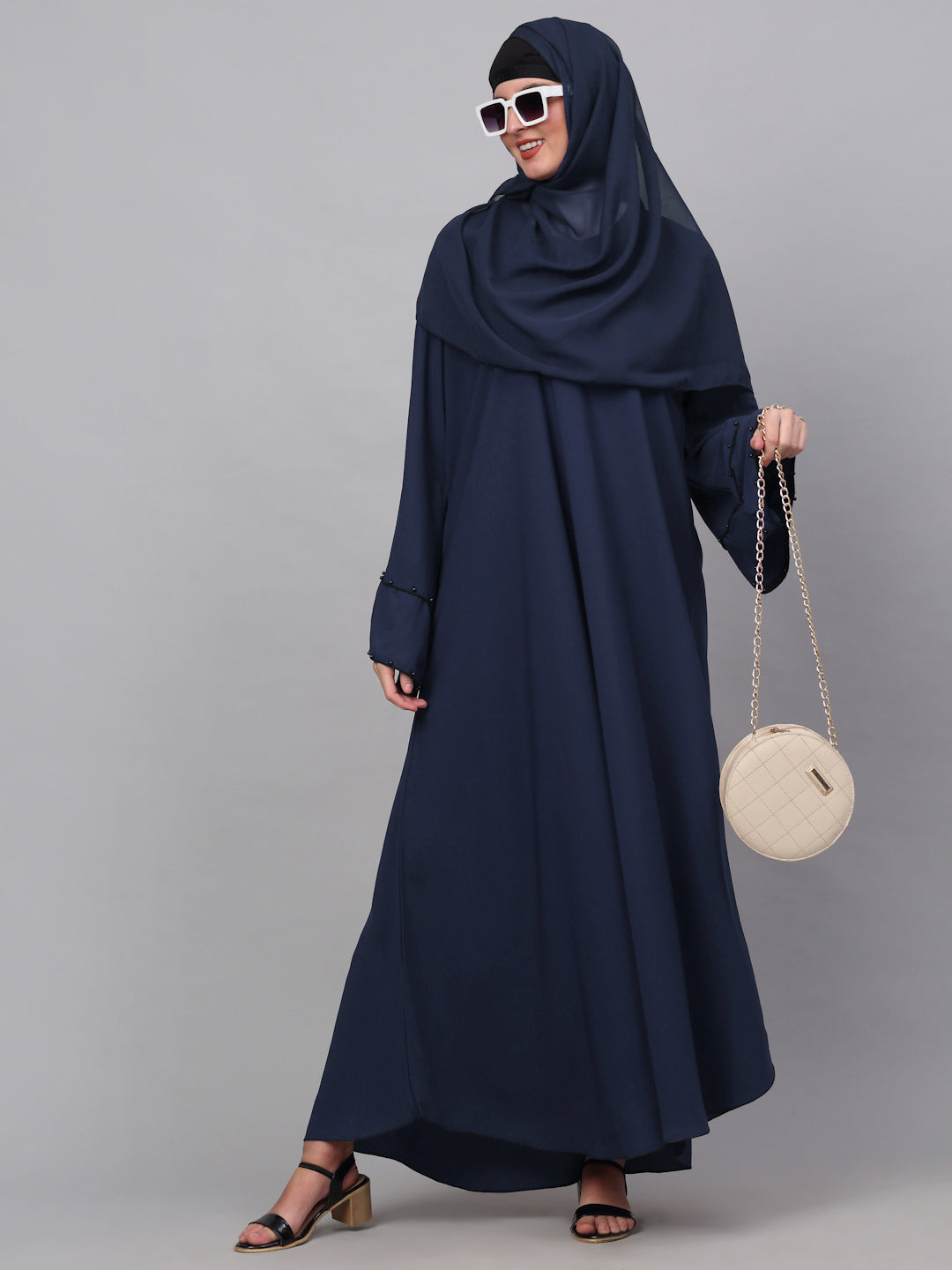 Klotthe Women Blue Embellished Burqa With Scarves