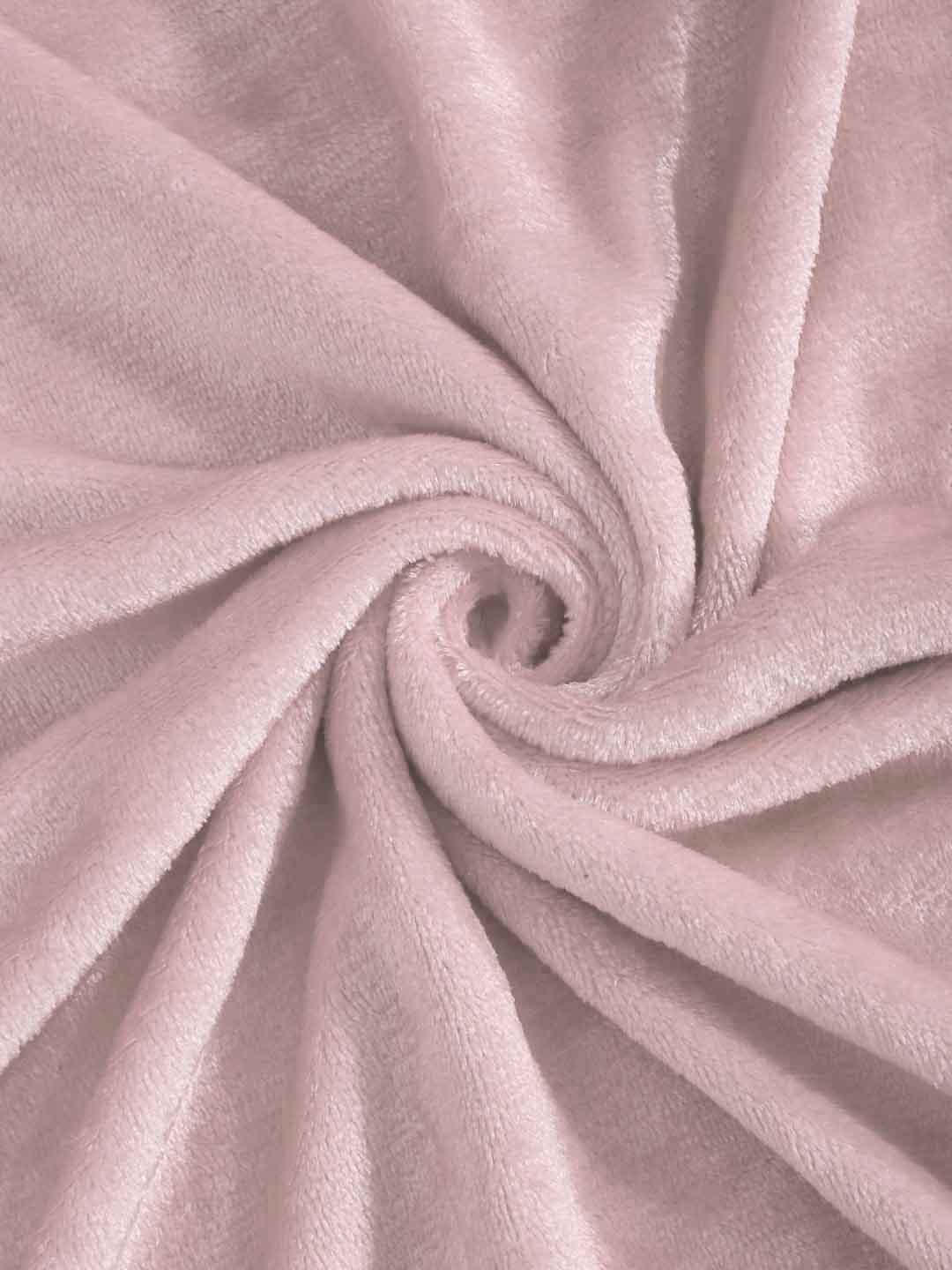 Klotthe Light Pink Solid Woolen Fitted Single Bed Sheet with Pillow Cover