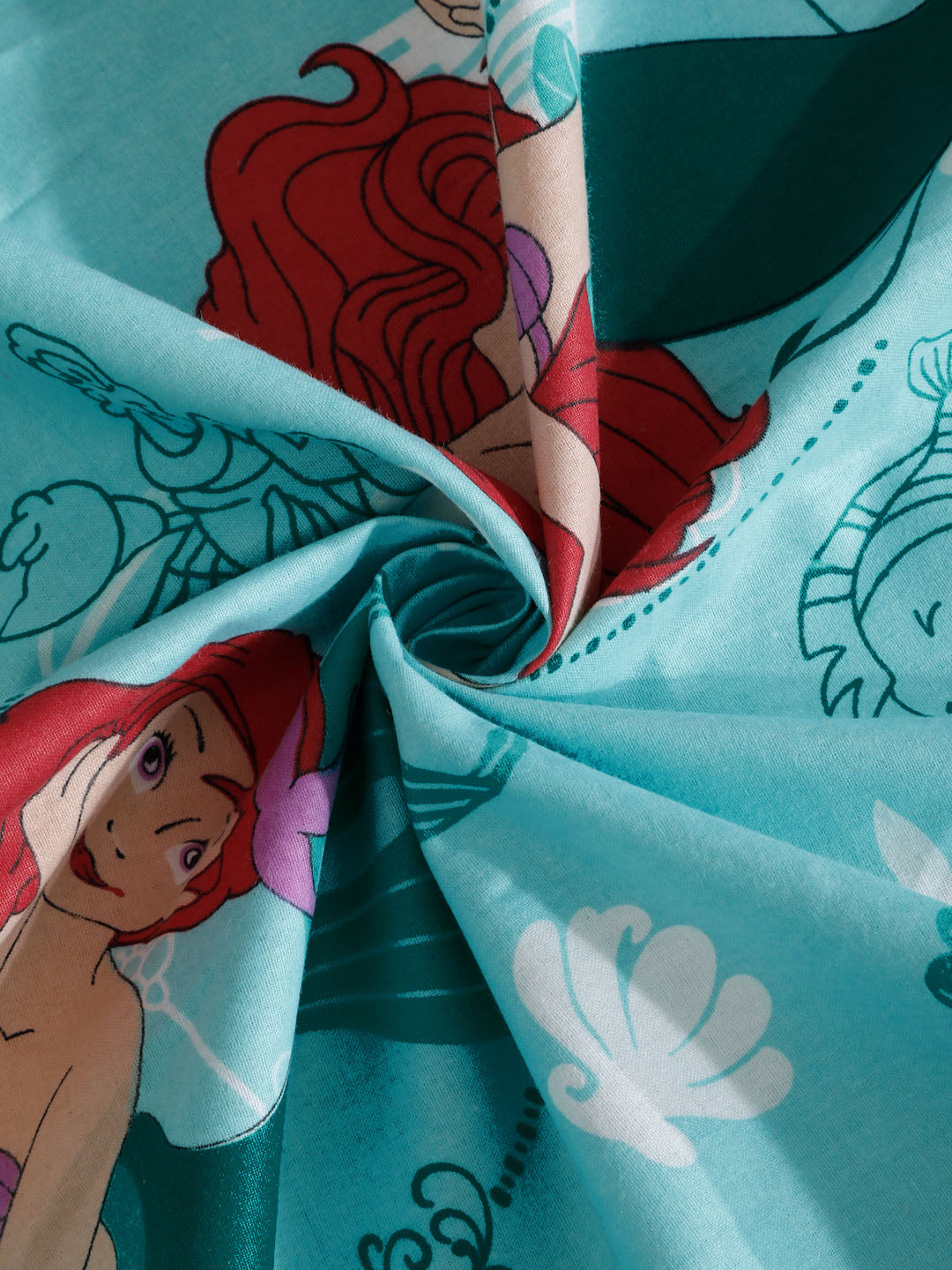 Klotthe Turquoise Cartoon Characters 400 TC Pure Cotton Single Bedsheet with Pillow Cover
