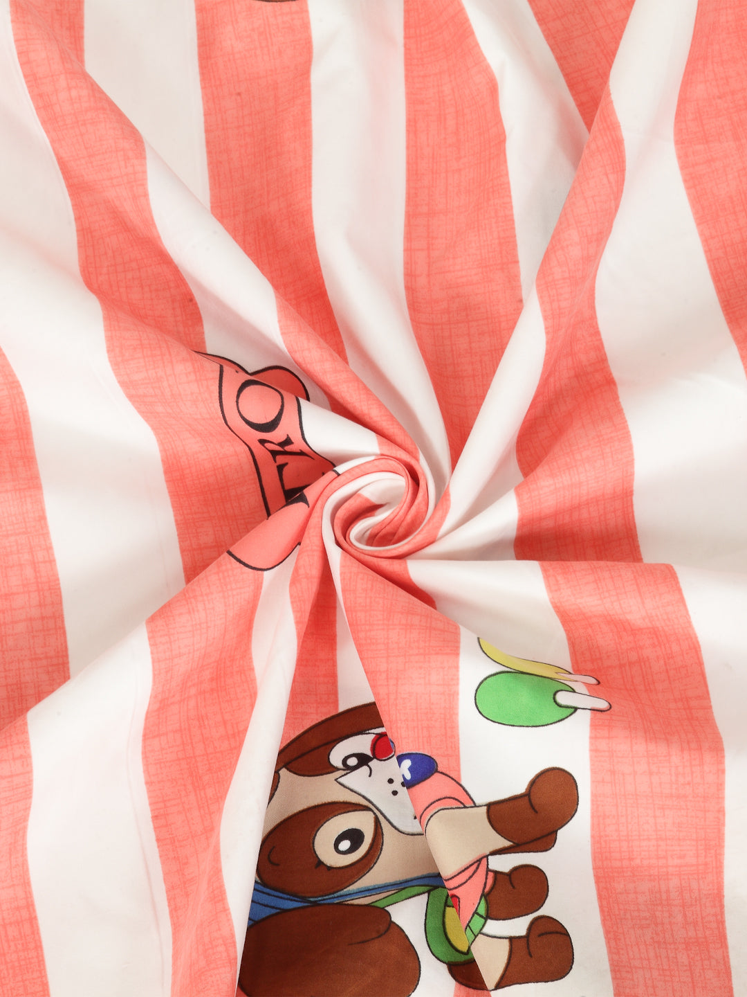 KLOTTHE Multi Polycotton Cartoon Characters BedSheet With 1 Pillow Cover (225X150 cm)