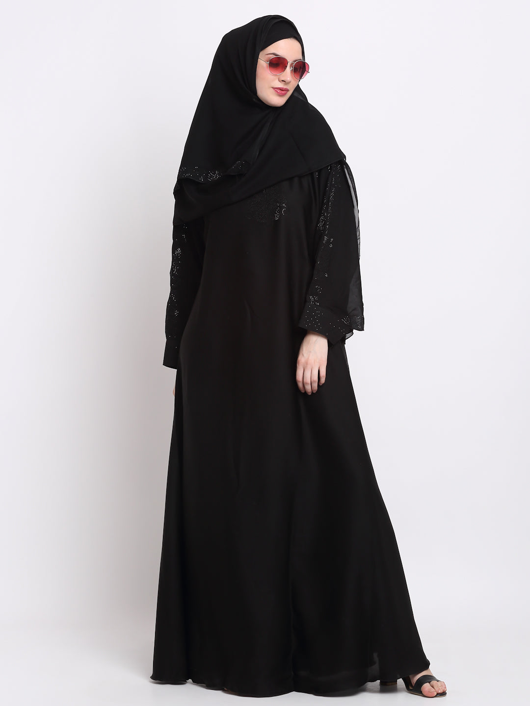 Klotthe Women Black Solid Burqa With Scarf