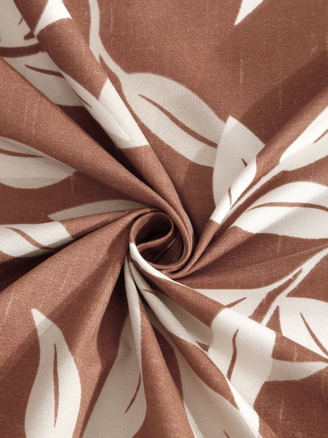 Brown Floral 300 TC Cotton Blend Fitted Double Bedsheet with 2 Pillow Covers