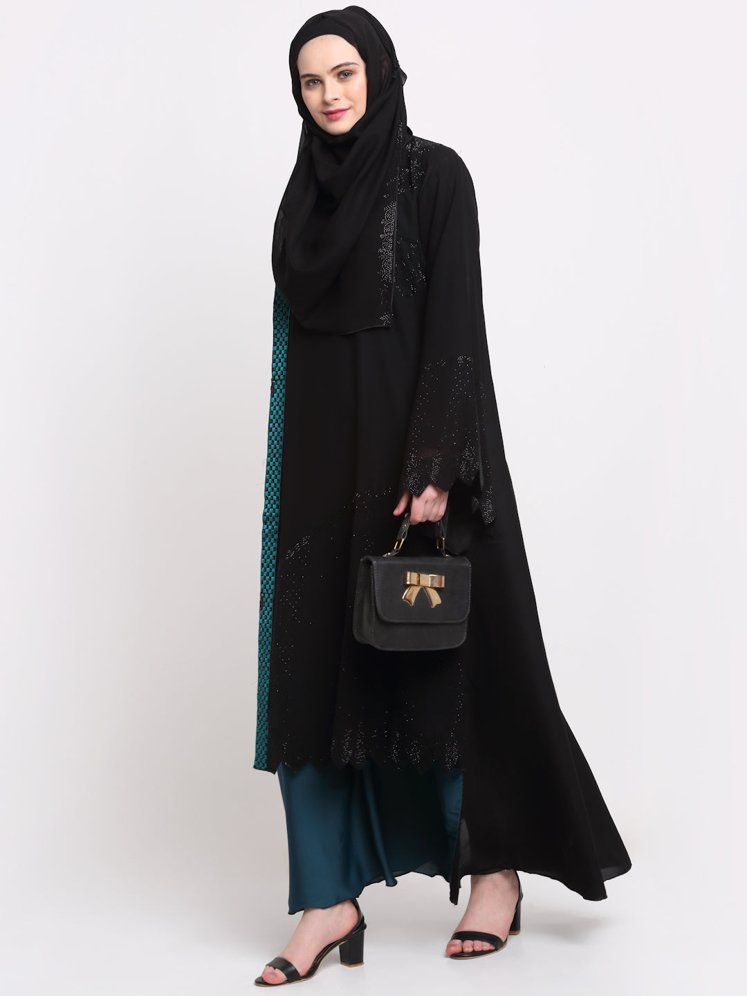 Klotthe Women Black Solid Burqa With Scarf