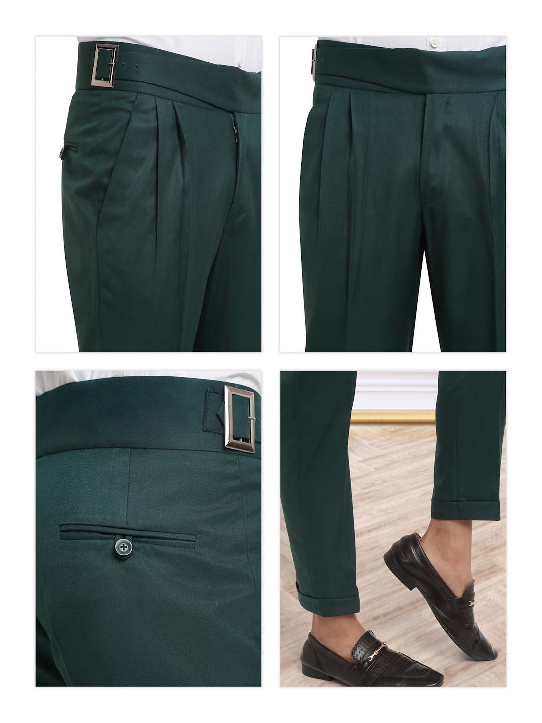 Italian Style Formal Gurkha Pant-BottleGreen