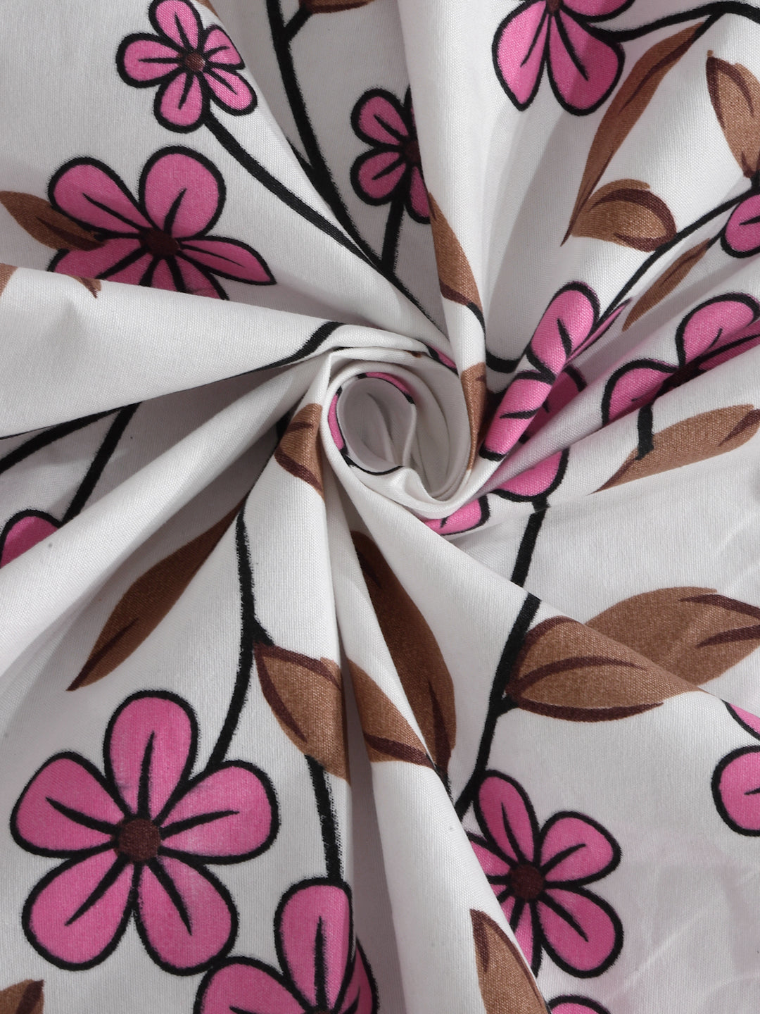 Klotthe Multicolor Floral 300 TC Cotton Blend Fitted Double Bedsheet with 2 Pillow Covers