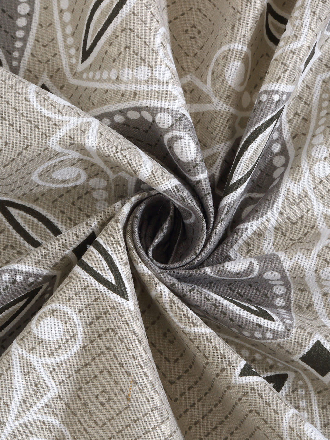 Klotthe Grey Floral 400 TC Pure Cotton Fitted Double Bedsheet with 2 Pillow Covers