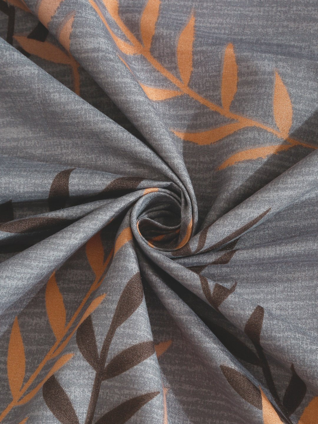 Grey Floral 300 TC Fitted Cotton Blend Double Bedsheet with 2 Pillow Covers