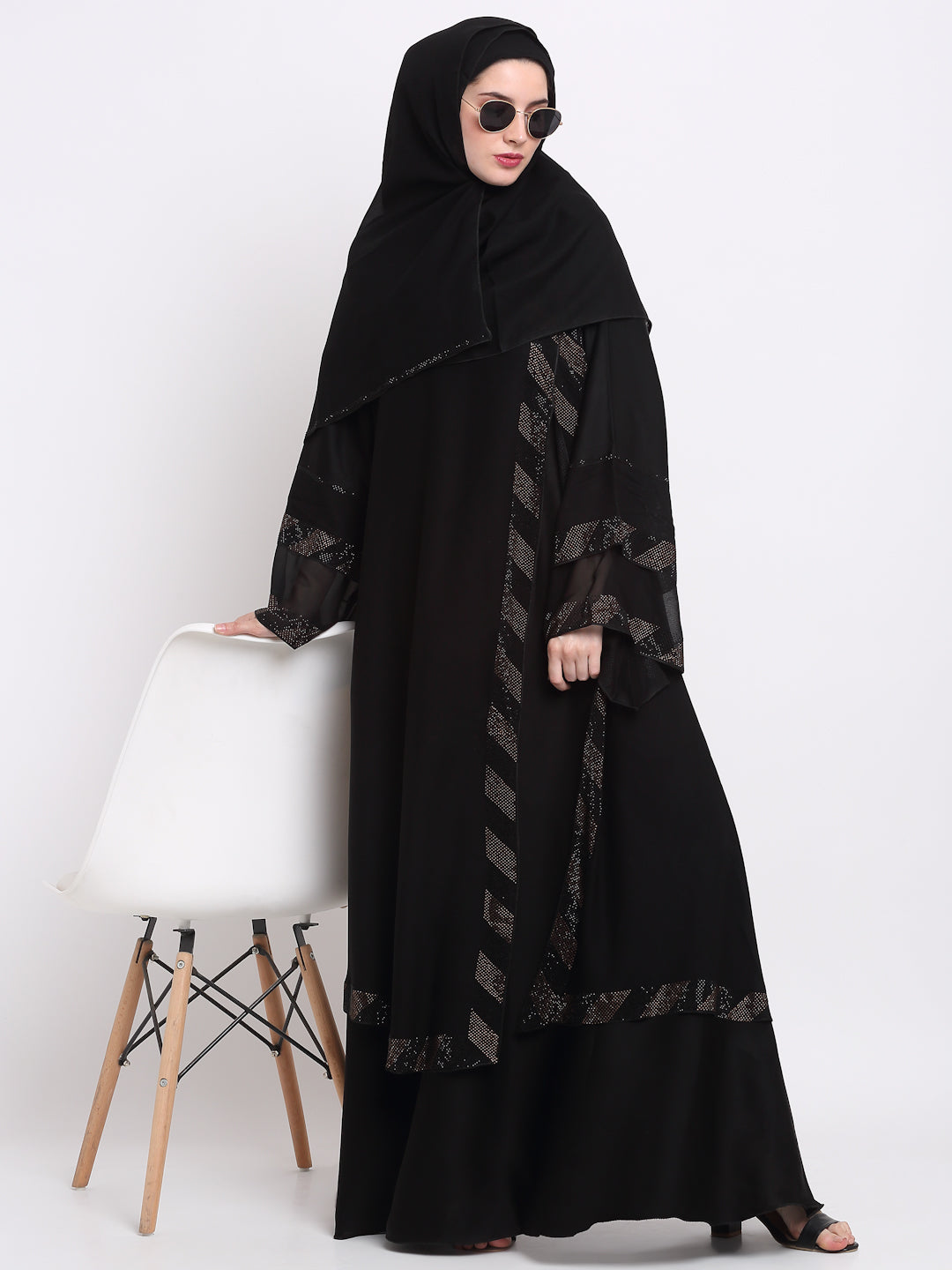 Klotthe Women Black Solid Burqa with Scarf