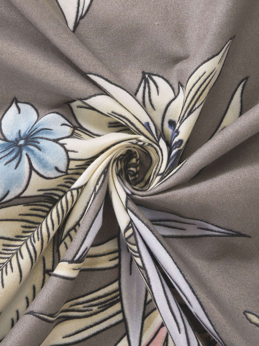 KLOTTHE Brown Polycotton Floral Single Bedsheet with 1 Pillow Cover (215X150 cm)