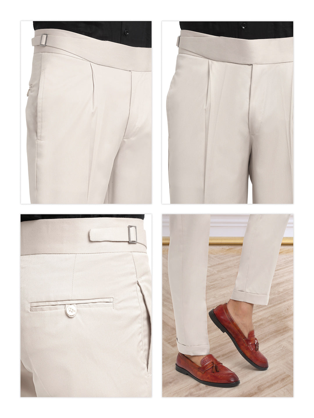 Italian Style Formal Gurkha Pant-Cream