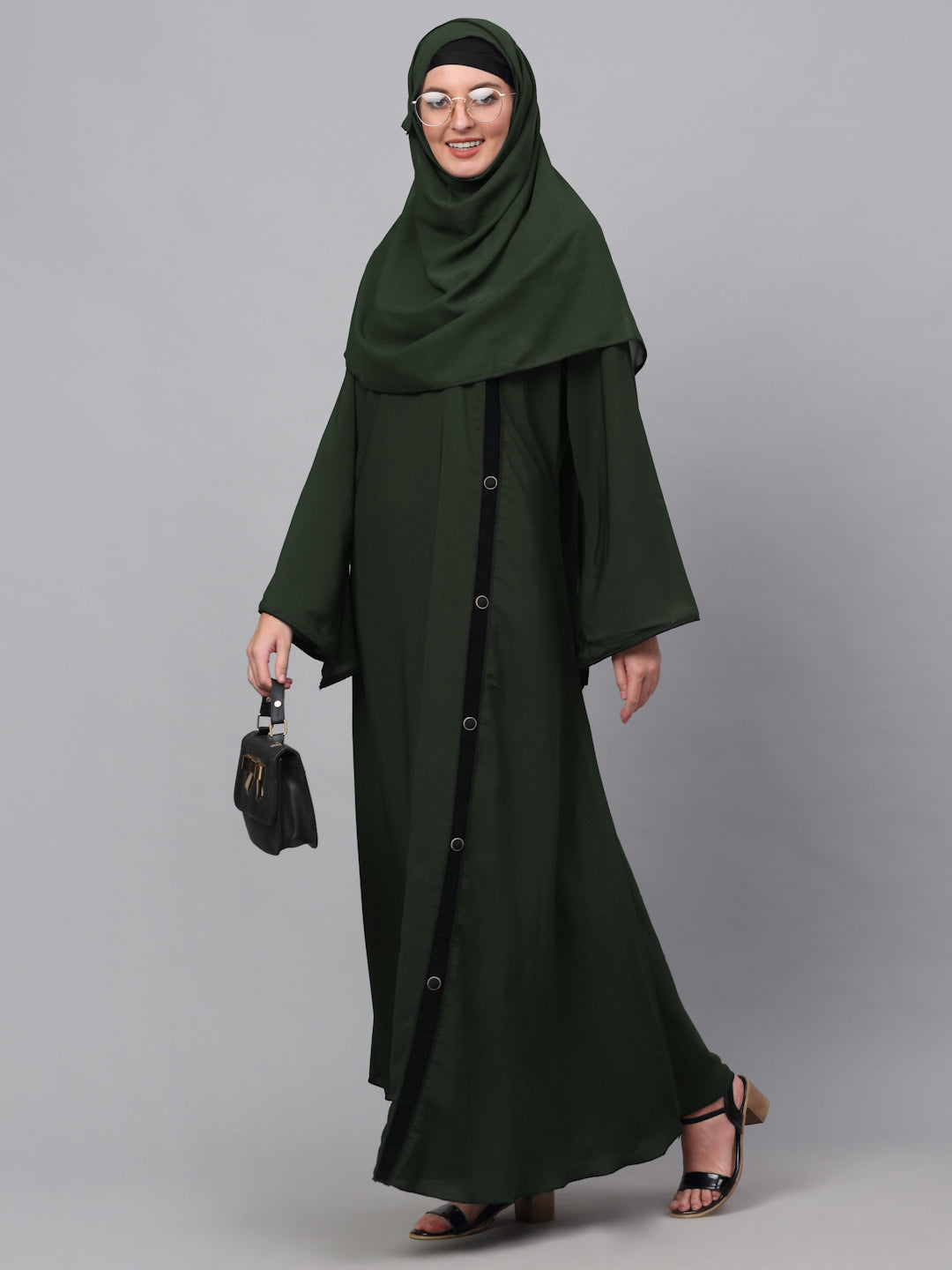 Klotthe Women Olive Embellished Burqa With Scarves
