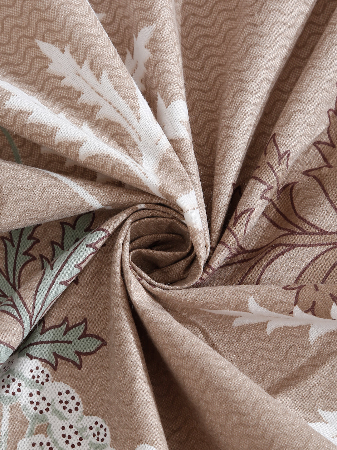 Klotthe Beige Floral 400 TC Pure Cotton Single Bedsheet with Pillow Cover