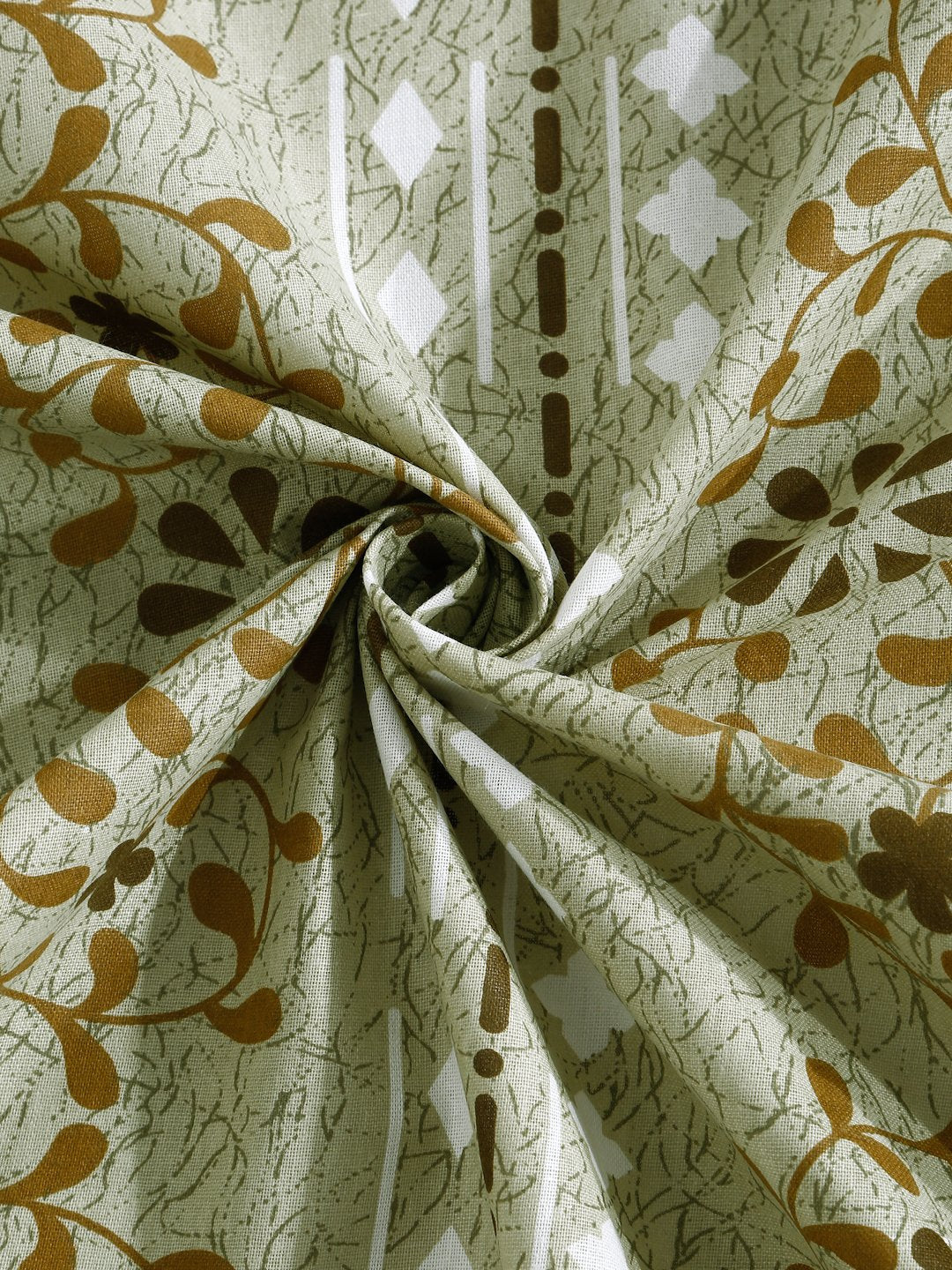 Green Floral 400 TC Pure Cotton Fitted Double Bedsheet with 2 Pillow Covers