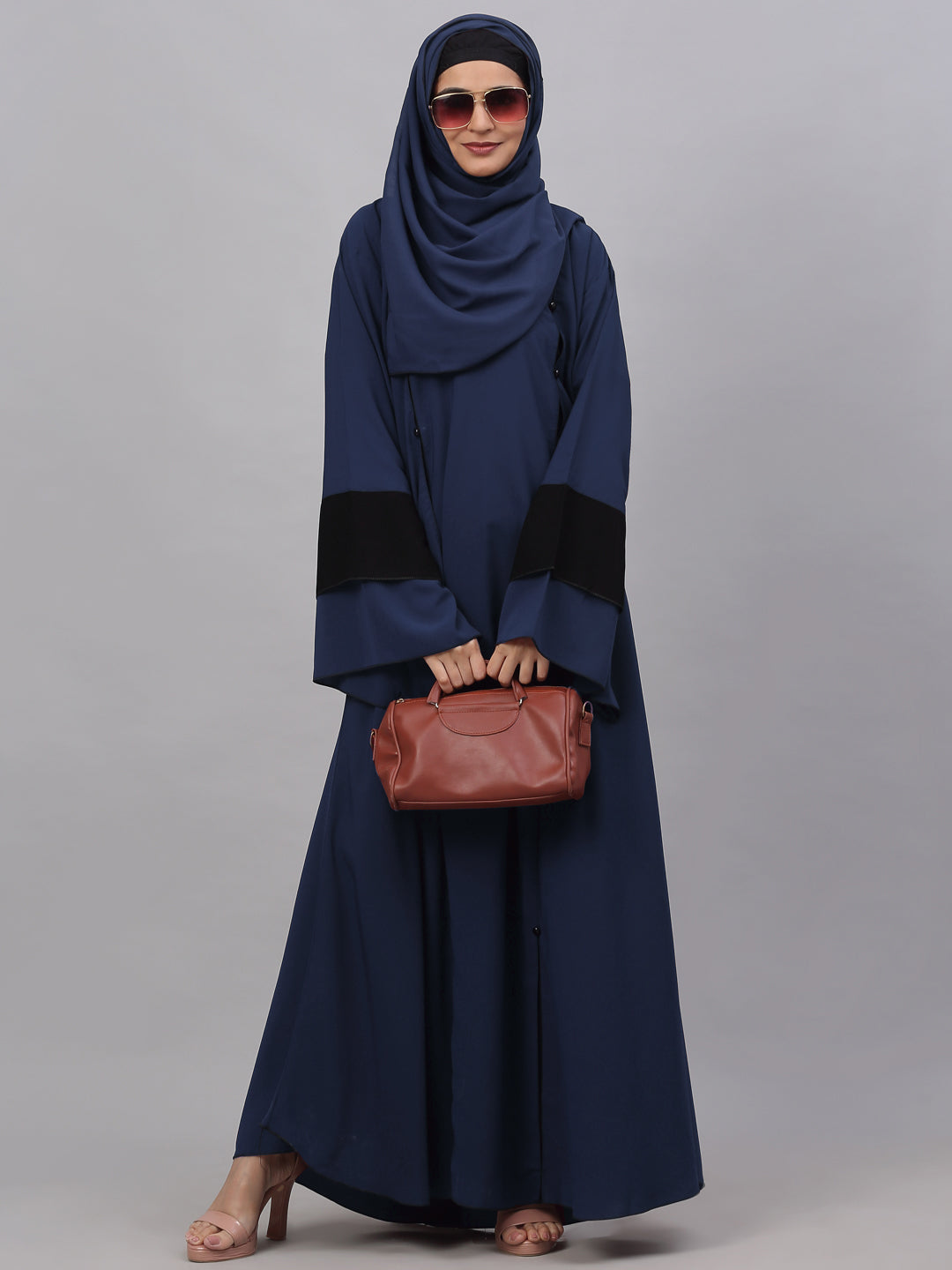 Klotthe Women Blue Embellished Burqa With Scarves
