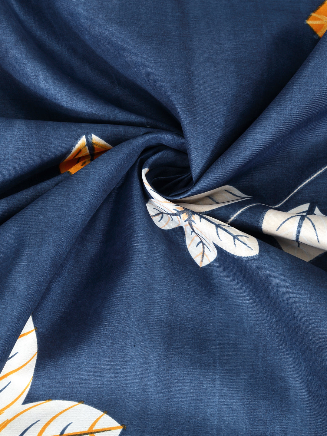 Klotthe Blue Floral Cotton Blend Single Bedsheet with Pillow cover