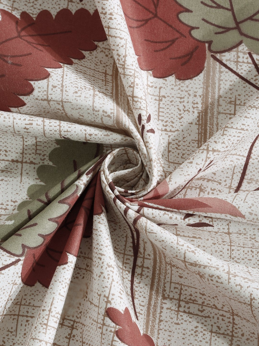 Beige Floral 400 TC Pure Cotton Fitted Double Bedsheet with 2 Pillow Covers
