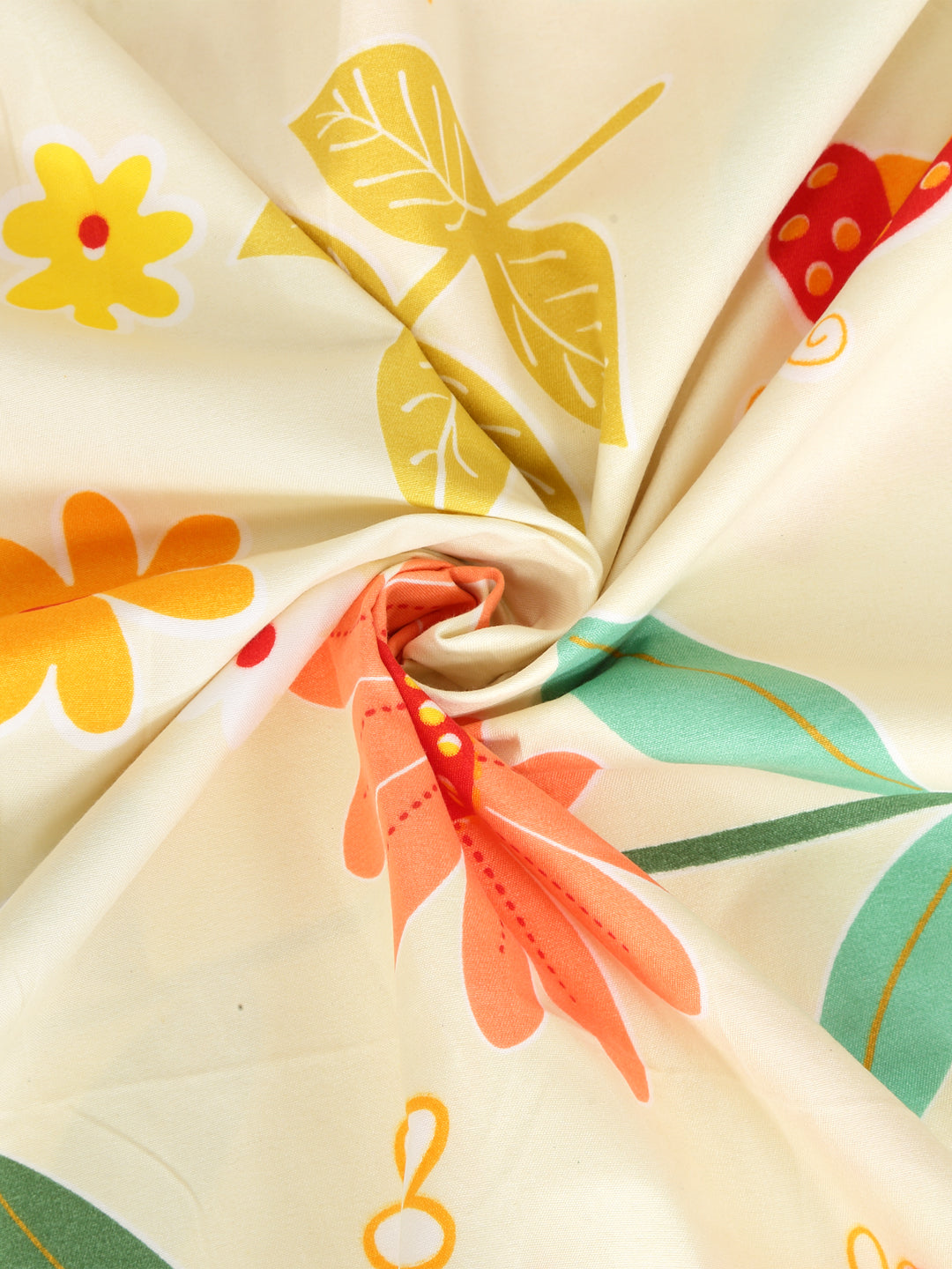 Klotthe Multi Floral 210 TC Polycotton Elasticated Double Bedsheet with 2 Pillow Covers