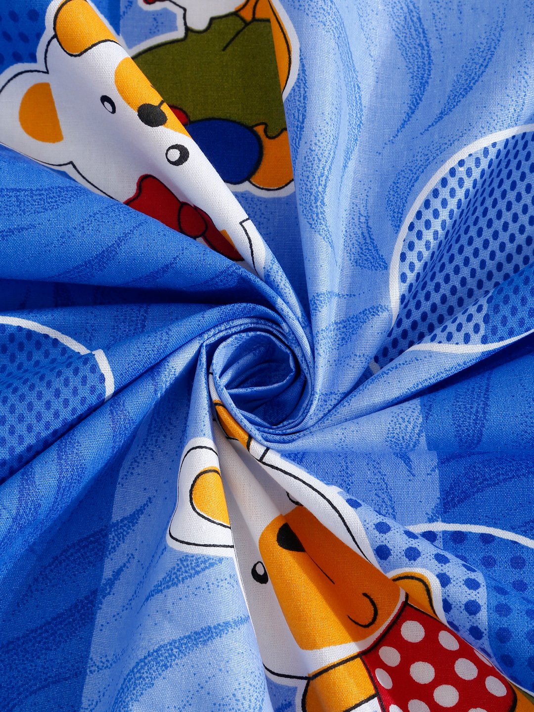 Blue Cartoon Characters 400 TC Pure Cotton Fitted Double Bedsheet with 2 Pillow Covers
