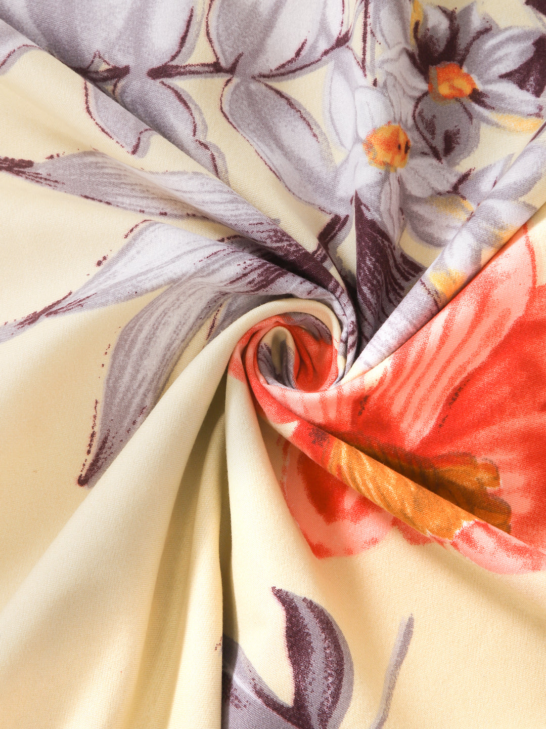 KLOTTHE Multi Polycotton Floral Single Bedsheet with 1 Pillow Cover (215X150 cm)