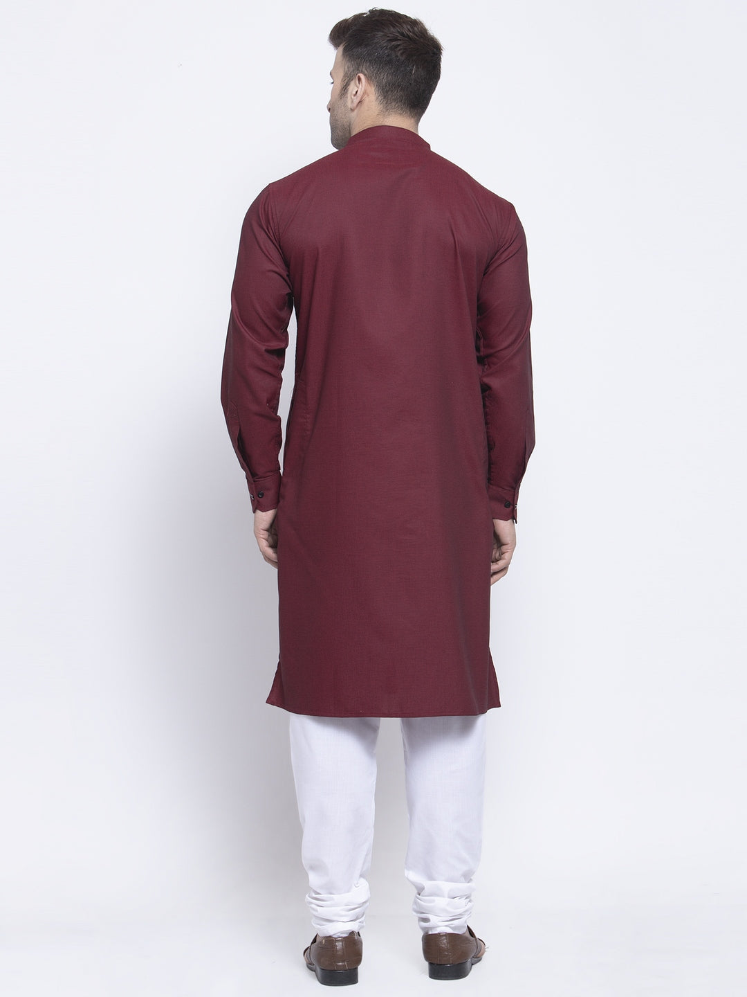 KLOTTHE Maroon Cotton Solid Kurtas