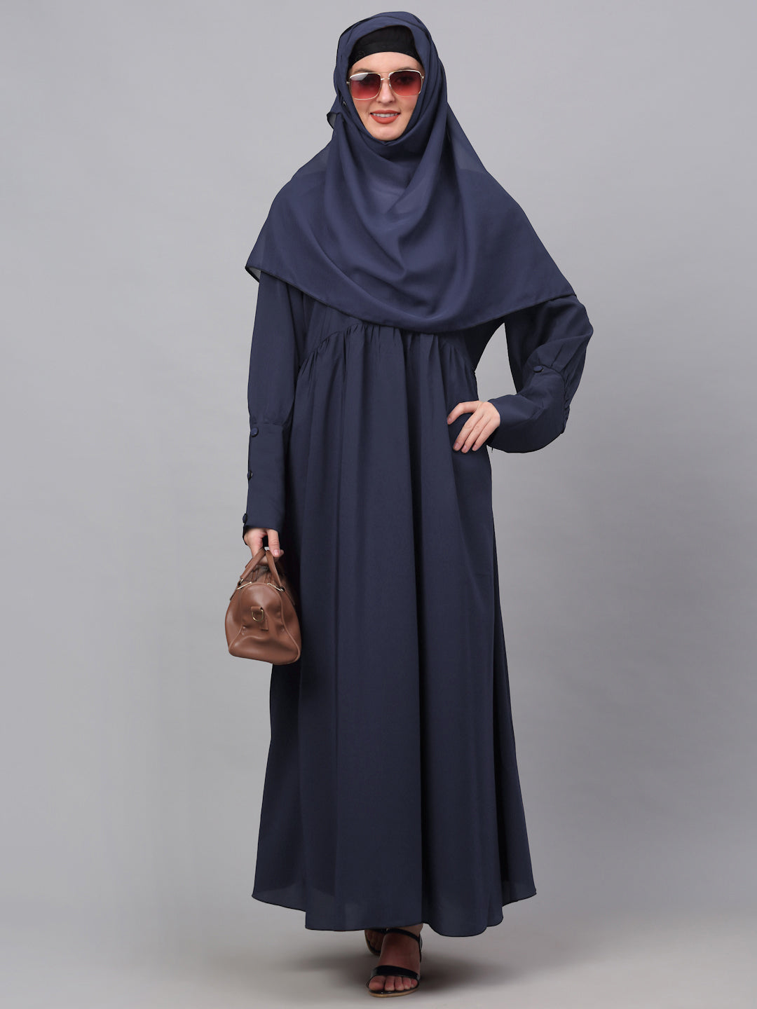 Klotthe Women Blue Embellished Burqa With Scarves