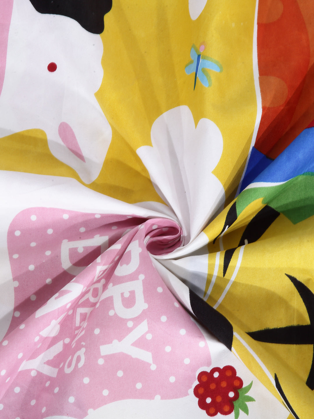 Klotthe Multicolor Cartoon Print Cotton Blend Elasticated Double BedSheet With 2 Pillow Covers