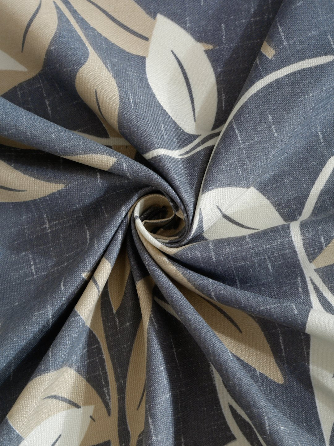Grey Floral 300 TC Cotton Blend Fitted Double Bedsheet with 2 Pillow Covers