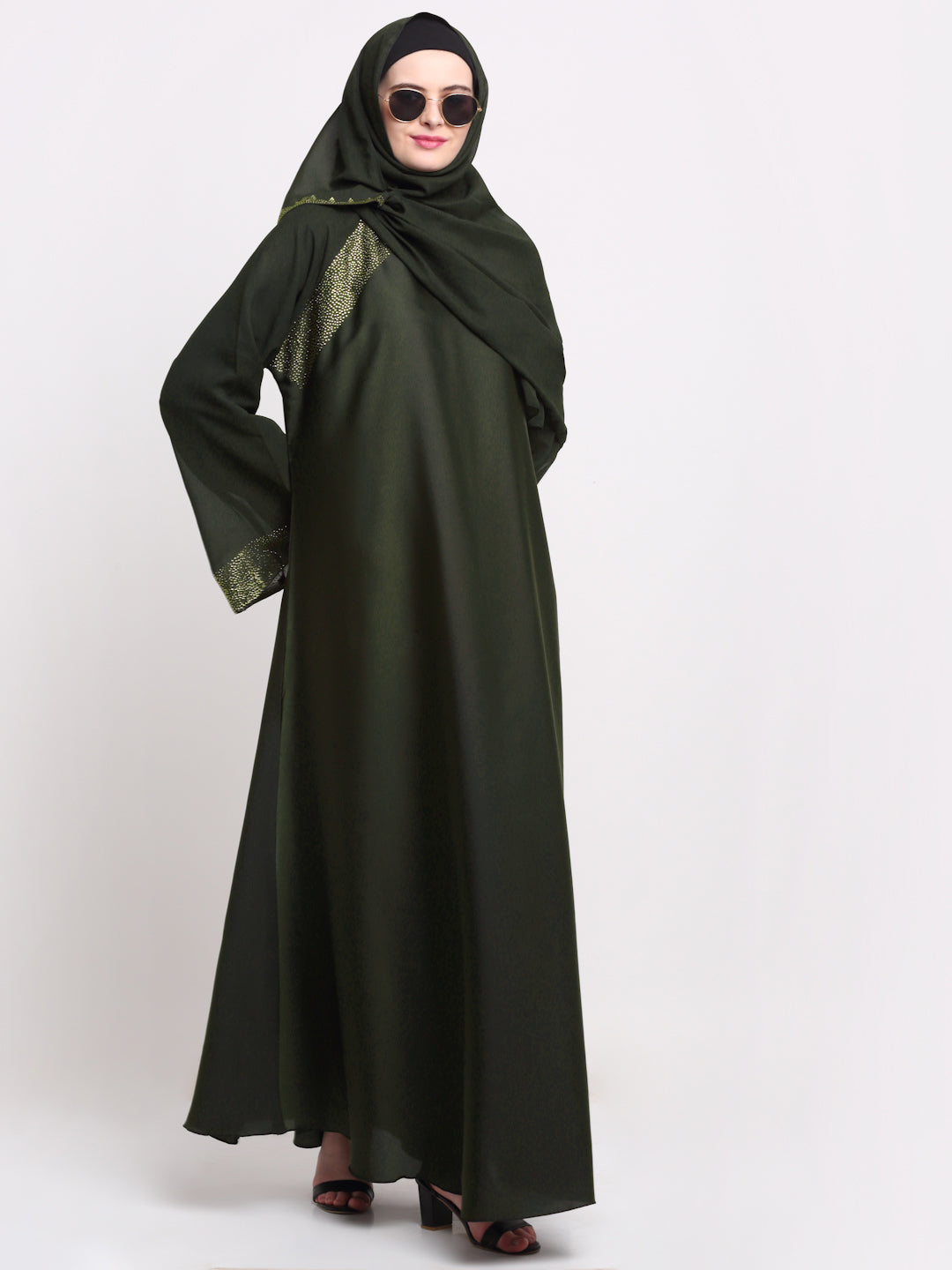 Klotthe Women Green Solid Burqa With Scarf