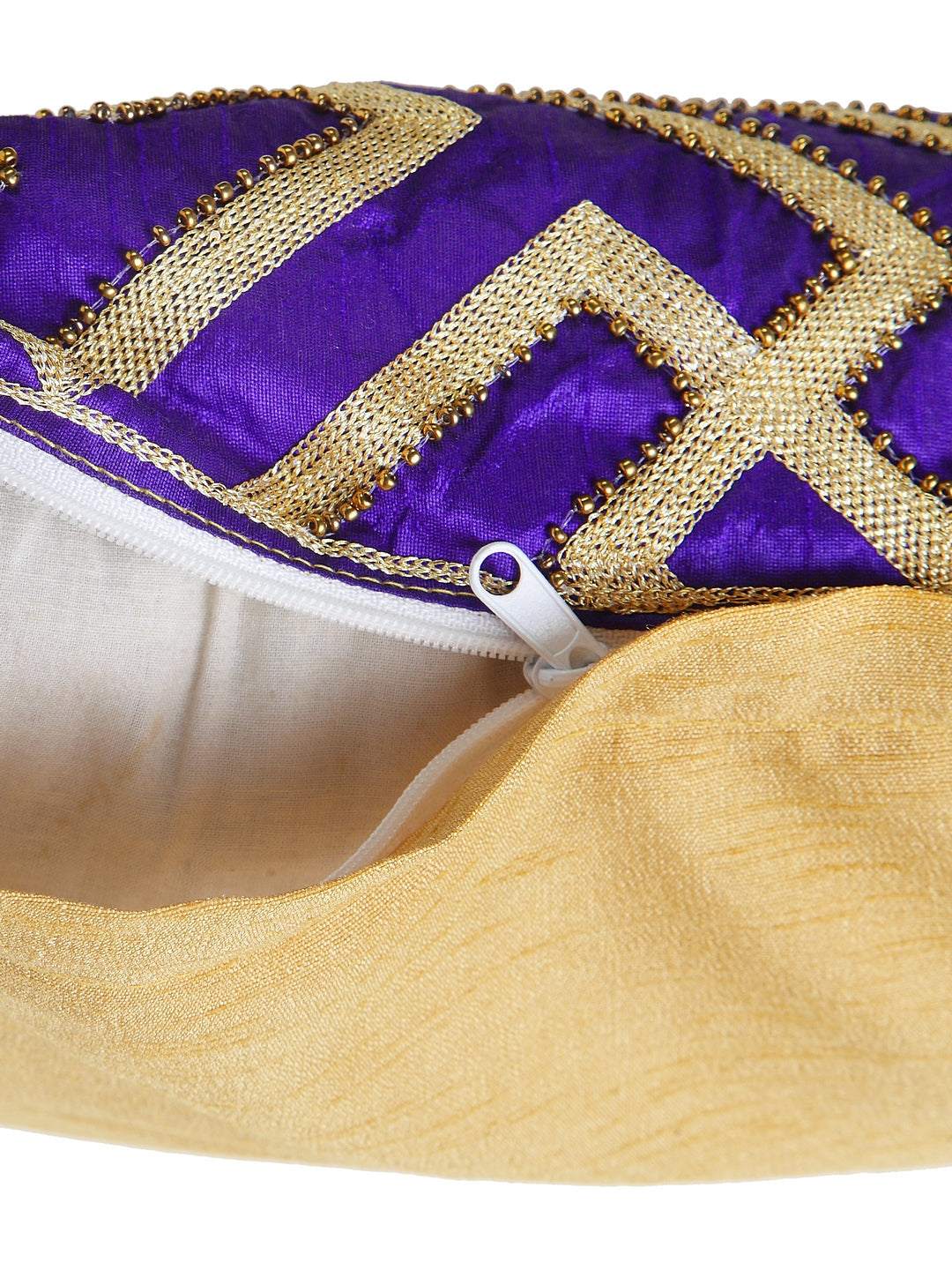 KLOTTHE Set of Two RoyalBlue Cotton Silk Embroidered Cushion Covers