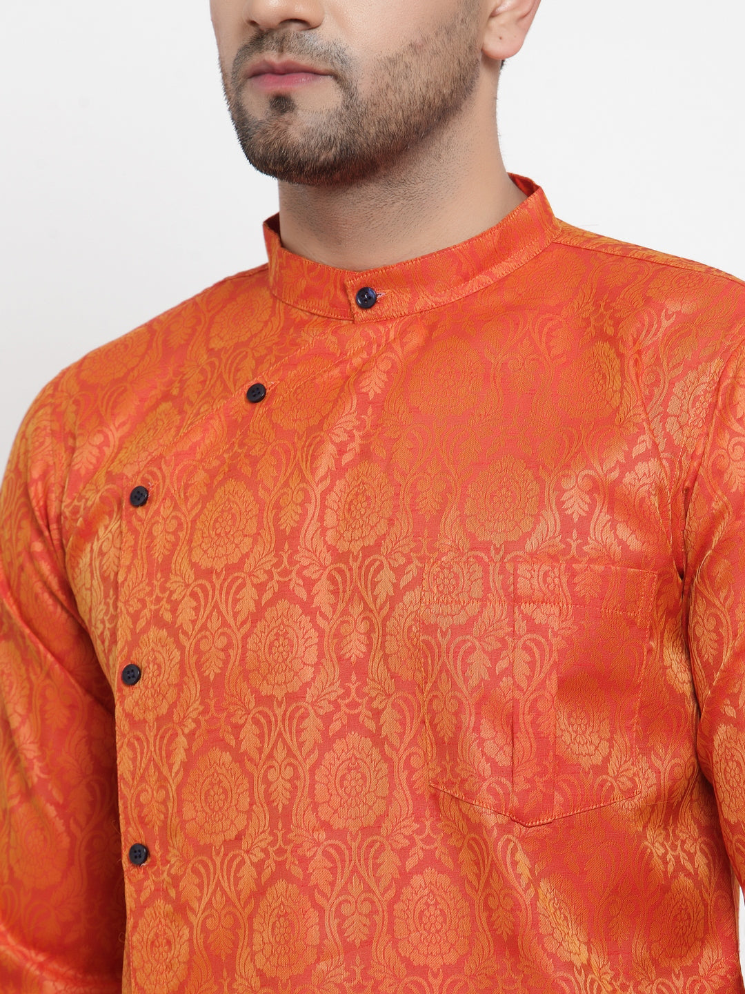 KLOTTHE Orange Viscose Rayon Woven Design Kurtas